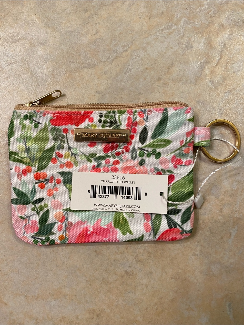 Mary Square Pink Floral Charlotte ID Wallet
